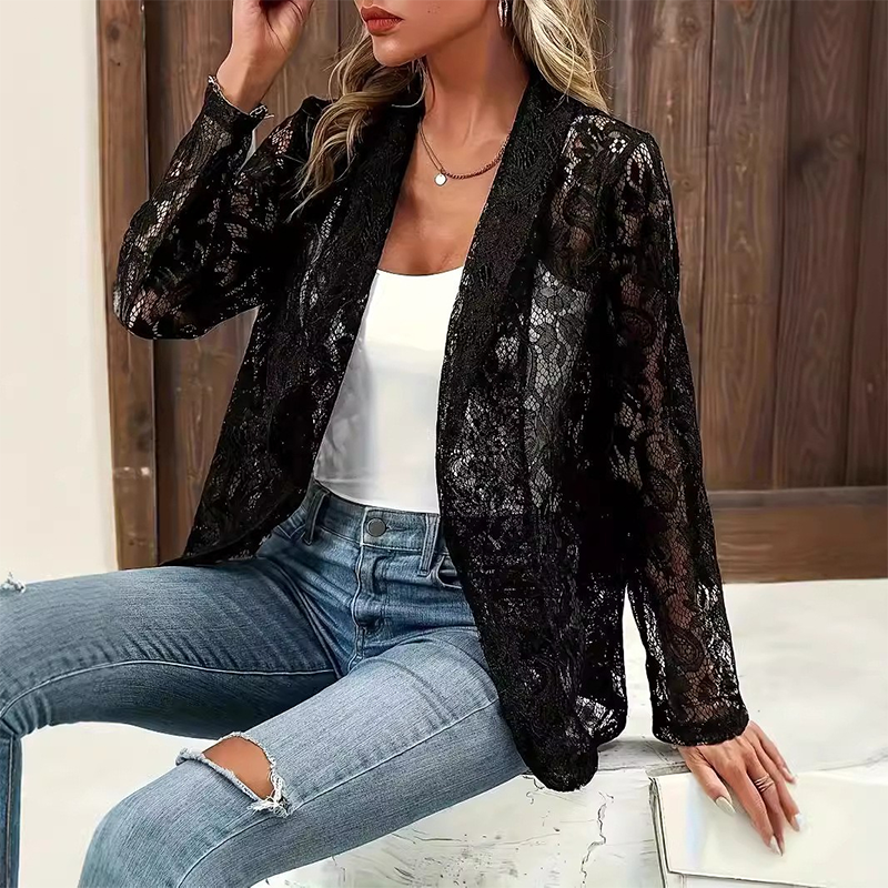 👚 50% Rabatt: Lässiger Spitzenblazer mit Blumenmuster | Leicht & atmungsaktiv für Sommer & Büro ✨