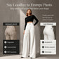 ⏰ Nur noch heute 50% Rabatt! 🤍 Damen High-Waist Weithose mit asymmetrischem Taillendetail, Mikro-Stretch Stoff, knitterfrei & figurformend für Büro, Alltag und elegante Anlässe ✨