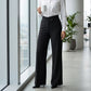 ⏰ Nur noch heute 50% Rabatt! 🤍 Damen High-Waist Weithose mit asymmetrischem Taillendetail, Mikro-Stretch Stoff, knitterfrei & figurformend für Büro, Alltag und elegante Anlässe ✨