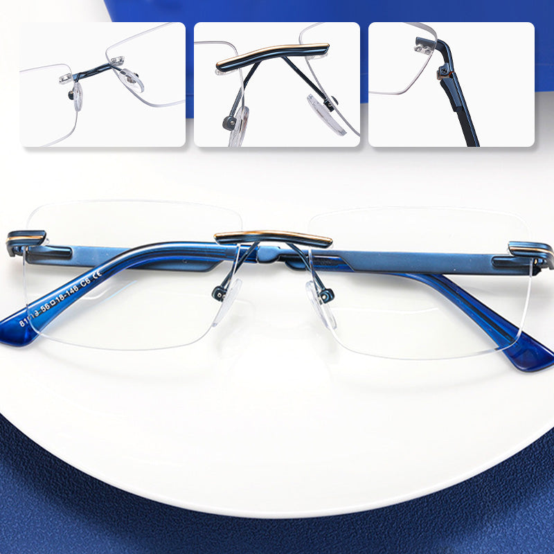 ⏰ Nur noch heute 50% Rabatt! 👓 Randlose Blaulicht-Brille mit leichtem Metallgestell, druckfreie Nasenpads, augenschonend für Büro, Gaming & als Geschenk ✨