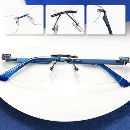 ⏰ Nur noch heute 50% Rabatt! 👓 Randlose Blaulicht-Brille mit leichtem Metallgestell, druckfreie Nasenpads, augenschonend für Büro, Gaming & als Geschenk ✨