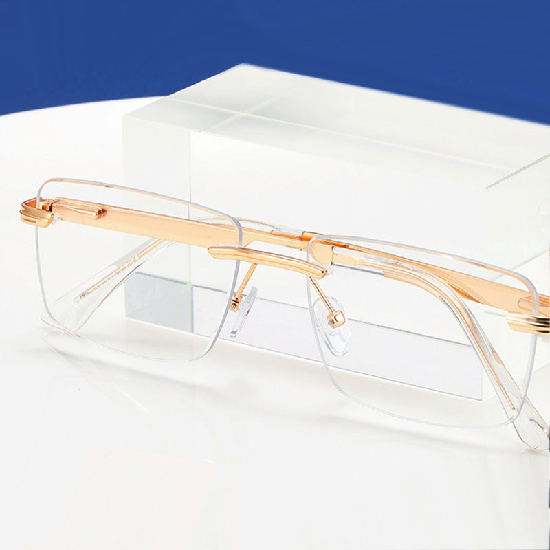 ⏰ Nur noch heute 50% Rabatt! 👓 Randlose Blaulicht-Brille mit leichtem Metallgestell, druckfreie Nasenpads, augenschonend für Büro, Gaming & als Geschenk ✨