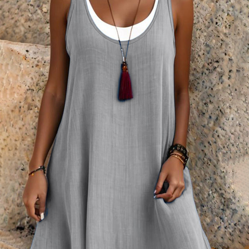 🔥 Letzter Tag! 50% Rabatt Damen Trägerkleid im Layering-Design 🤍 Lockeres ärmelloses zweilagiges Freizeitkleid für den Sommer