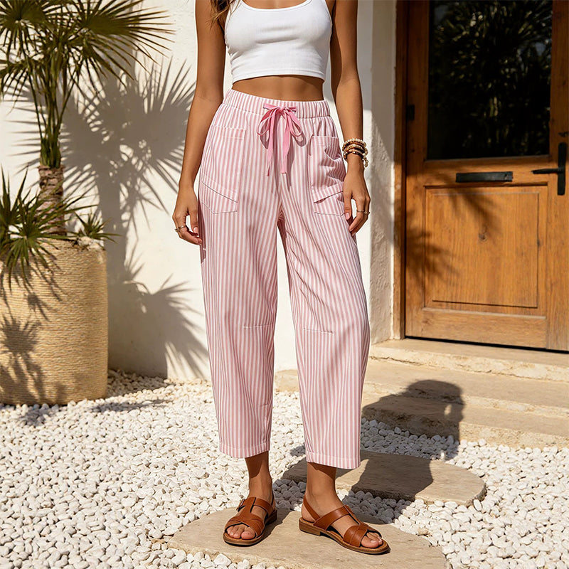 Women's Striped Cropped Lounge Pants