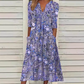 🔥 Letzter Tag! 50% Rabatt Damen Lässiges Blumenkleid mit V-Ausschnitt 🌸 Luftiges lockeres Sommerkleid mit praktischen Taschen