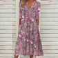 🔥 Letzter Tag! 50% Rabatt Damen Lässiges Blumenkleid mit V-Ausschnitt 🌸 Luftiges lockeres Sommerkleid mit praktischen Taschen