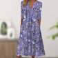 🔥 Letzter Tag! 50% Rabatt Damen Lässiges Blumenkleid mit V-Ausschnitt 🌸 Luftiges lockeres Sommerkleid mit praktischen Taschen