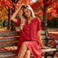 🔥 Letzter Tag! 50% Rabatt Damen Tunika-Kleid mit V-Ausschnitt & Taschen 🌊 Lässiges Kleid in Leinenoptik für Sommer, Strand & Alltag