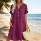 🔥 Letzter Tag! 50% Rabatt Damen Tunika-Kleid mit V-Ausschnitt & Taschen 🌊 Lässiges Kleid in Leinenoptik für Sommer, Strand & Alltag
