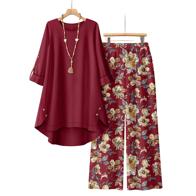 ✈️Versandkostenfrei🔥 Letzter Tag! 50% Rabatt NEU Damen 2-Teiler Baumwoll-Leinen Set ✨ Boho Blumenprint, locker & atmungsaktiv für Sommer & Urlaub