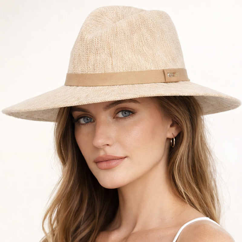 🔥 Letzter Tag! 50% Rabatt Damen Faltbarer Strick-Fedora Sonnenhut ✨ Eleganter UV-Schutz-Hut für Urlaub, Stadt & Alltag