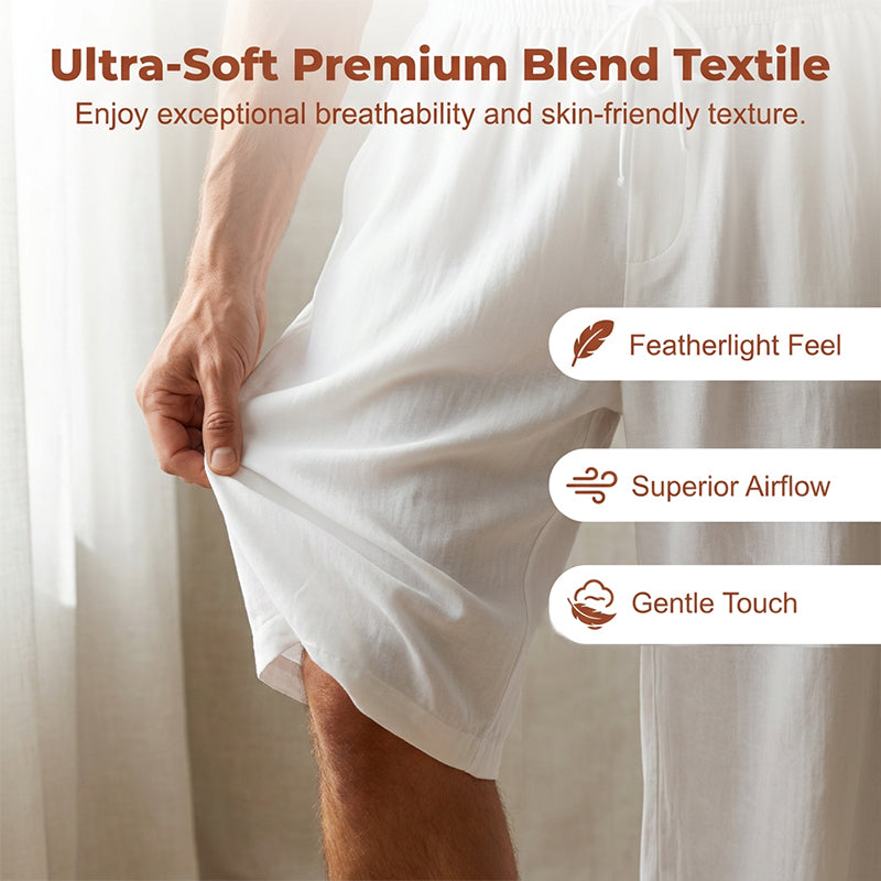 🔥 Letzter Tag! 50% Rabatt Herren Baumwoll-Leinen Freizeithose 🤍 Lockerer Schnitt mit elastischem Bund für Sommer, Urlaub & Alltag