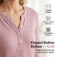 🔥 Letzter Tag! 50% Rabatt Damen Waffelstrick Henley Top 💮 Atmungsaktives 3/4-Ärmel Shirt für Freizeit & Alltag