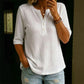 🔥 Letzter Tag! 50% Rabatt Damen Waffelstrick Henley Top 💮 Atmungsaktives 3/4-Ärmel Shirt für Freizeit & Alltag