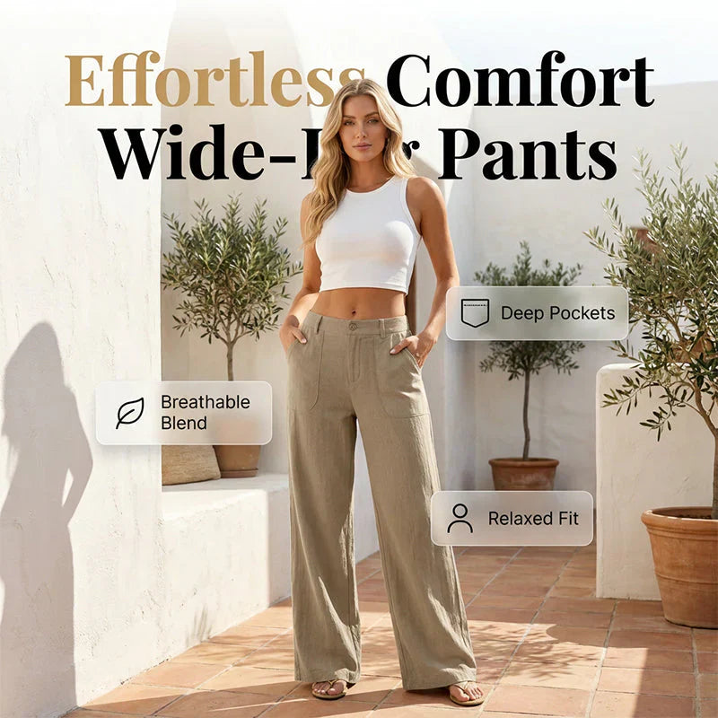 🔥 Neu 2026! 50% Rabatt Damen Leinen-Baumwoll Weite Hose 🤍 Hoher Bund, luftig für Sommer & Alltag