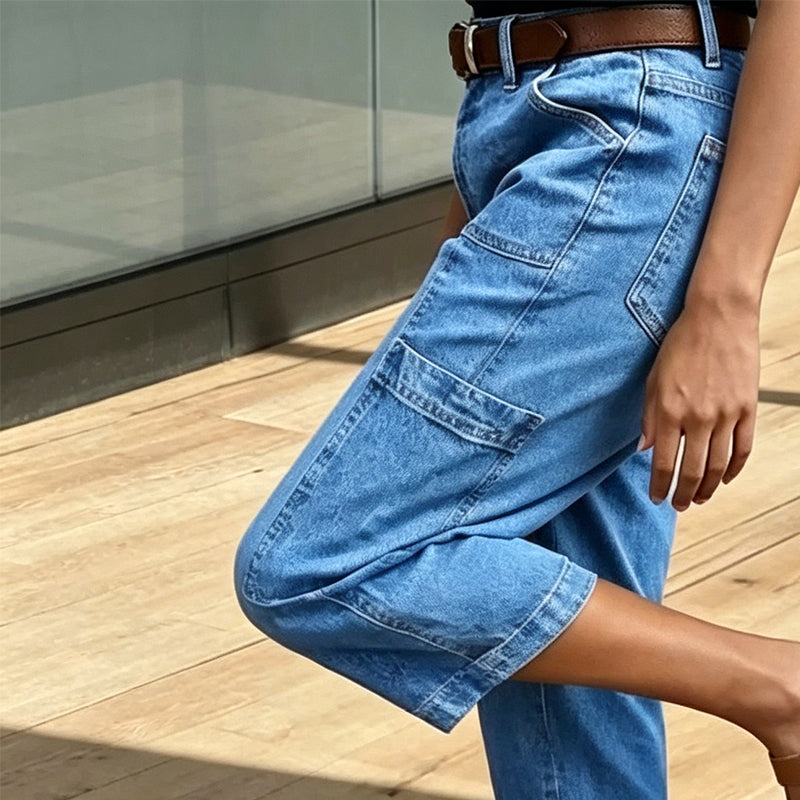 🔥 Letzter Tag! 50% Rabatt Damen 3/4 Cargo Jeans ✨ Lässige elastische verkürzte Jeans für Alltag & Freizeit