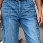 🔥 Letzter Tag! 50% Rabatt Damen 3/4 Cargo Jeans ✨ Lässige elastische verkürzte Jeans für Alltag & Freizeit