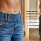 Damen Weite Bein Cropped Jeans Knopf Hohe Taille Denim Hose