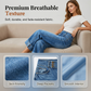 Damen Weite Bein Cropped Jeans Knopf Hohe Taille Denim Hose