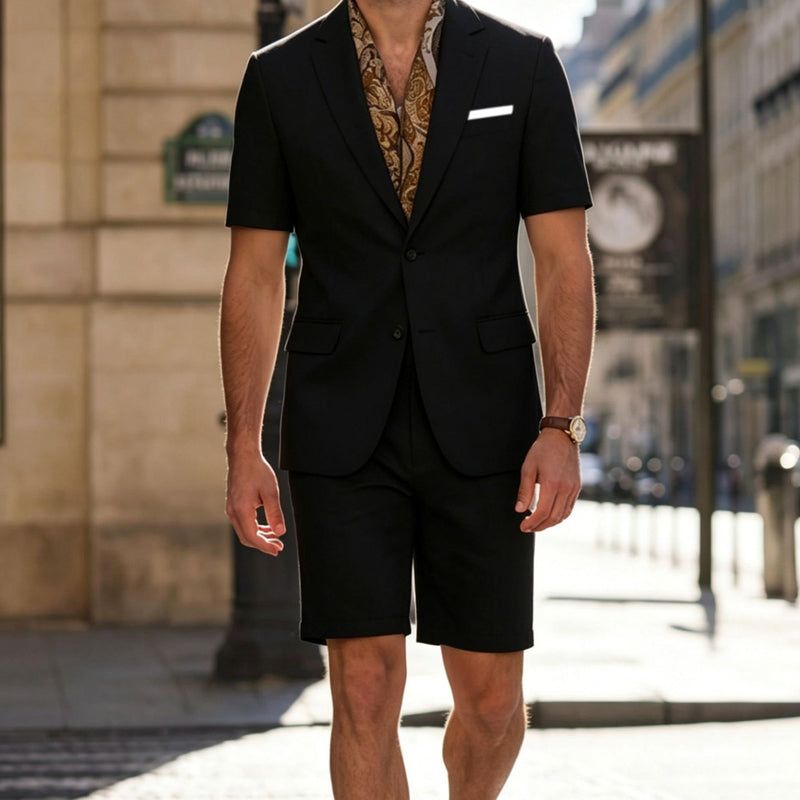✈️Kostenlose Lieferung☀️ 50 % RABATT FÜR BEGRENZTE ZEIT! 👔 Herren Leinen Anzug 2-Teiler – Kurzarm Sakko + Shorts, eiskalter atmungsaktiver Stoff für Sommer Hochzeit & Feier 🤍