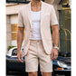 ✈️Kostenlose Lieferung☀️ 50 % RABATT FÜR BEGRENZTE ZEIT! 👔 Herren Leinen Anzug 2-Teiler – Kurzarm Sakko + Shorts, eiskalter atmungsaktiver Stoff für Sommer Hochzeit & Feier 🤍