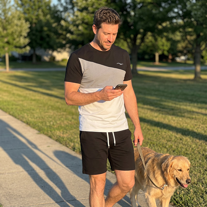 👕 50% Rabatt: Herren 2-Teiler Freizeit-Set | Colorblock T-Shirt & Shorts für Alltag & Sport 🌿
