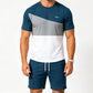 👕 50% Rabatt: Herren 2-Teiler Freizeit-Set | Colorblock T-Shirt & Shorts für Alltag & Sport 🌿