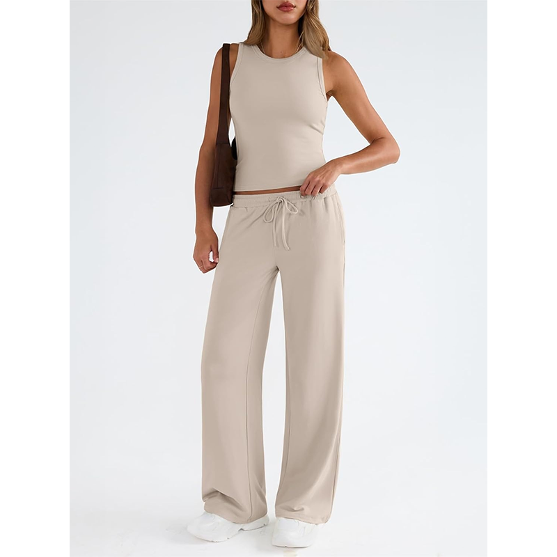 🔥 Letzter Tag! 50% Rabatt 2-teiliges Damen Casual Set 🤍 Ärmelloses Top + High-Waist Hose