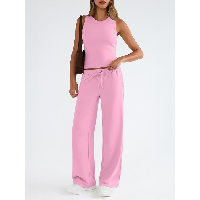 🔥 Letzter Tag! 50% Rabatt 2-teiliges Damen Casual Set 🤍 Ärmelloses Top + High-Waist Hose