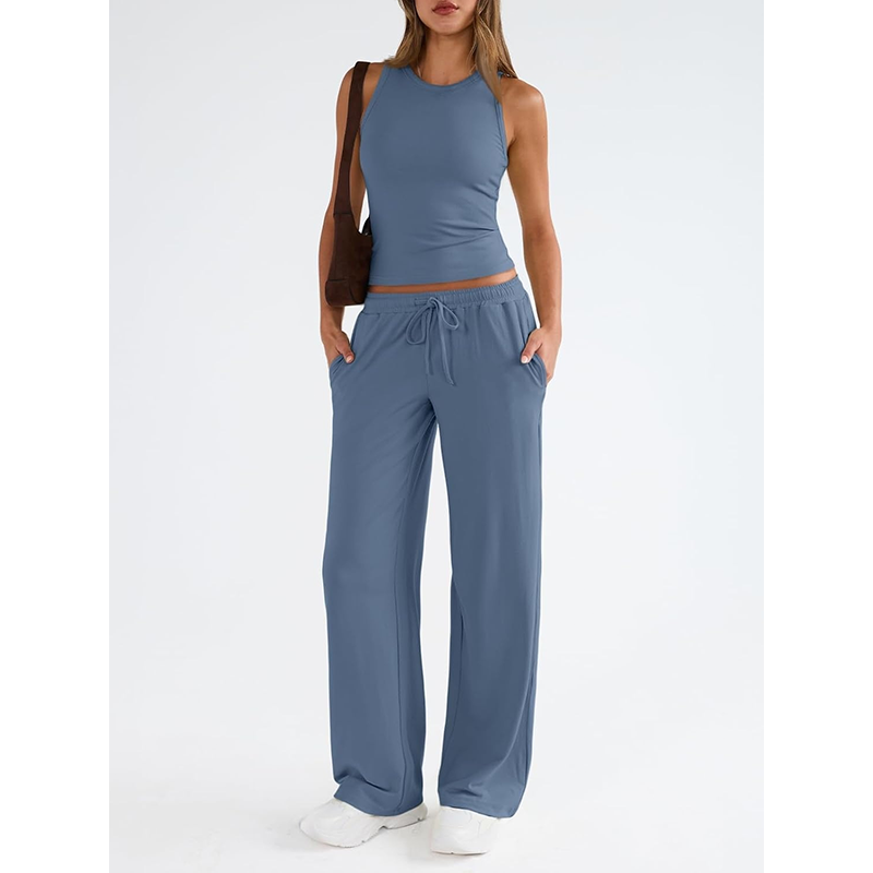 🔥 Letzter Tag! 50% Rabatt 2-teiliges Damen Casual Set 🤍 Ärmelloses Top + High-Waist Hose