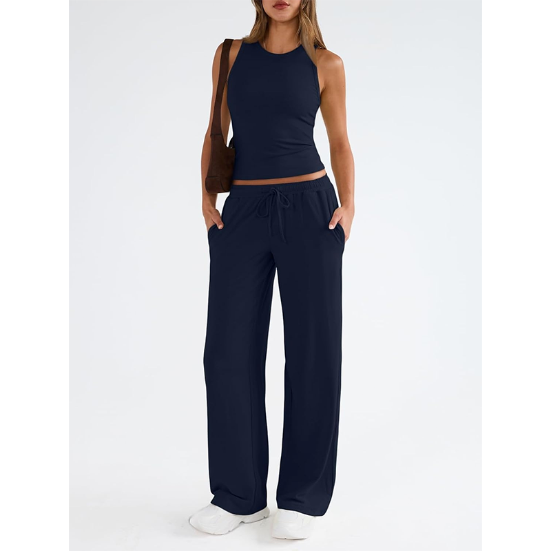 🔥 Letzter Tag! 50% Rabatt 2-teiliges Damen Casual Set 🤍 Ärmelloses Top + High-Waist Hose