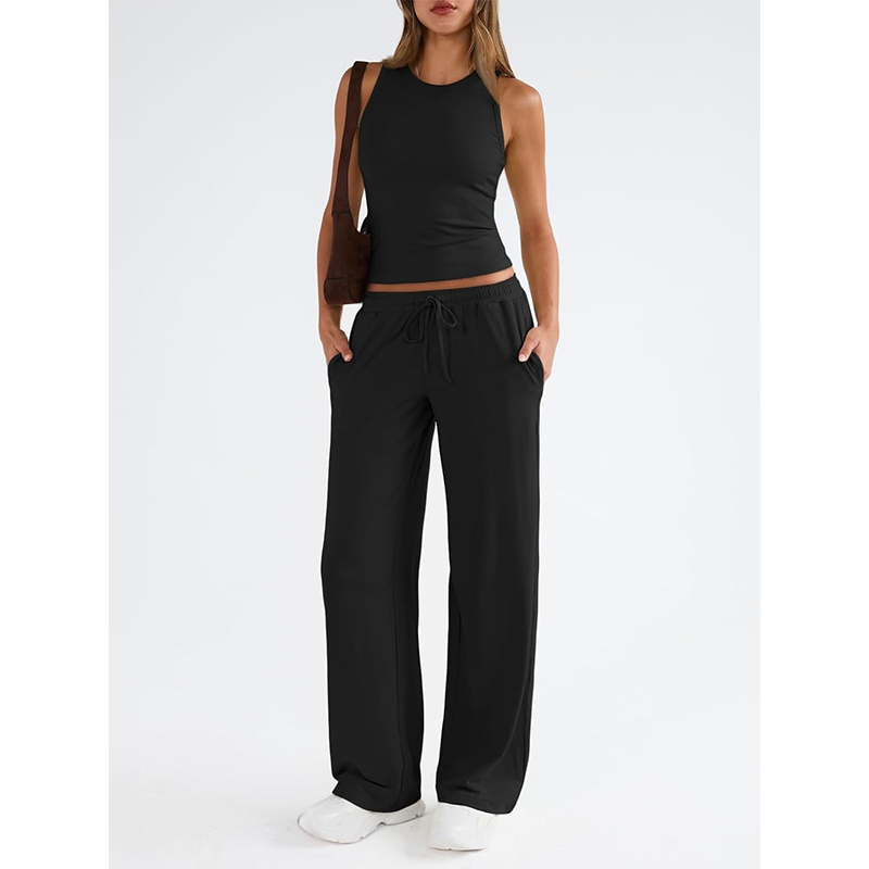🔥 Letzter Tag! 50% Rabatt 2-teiliges Damen Casual Set 🤍 Ärmelloses Top + High-Waist Hose