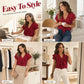 🔥 Letzter Tag! 50% Rabatt Damen V-Ausschnitt Rüschen Bluse 🍷 Elegant für Büro & Abend