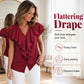 🔥 Letzter Tag! 50% Rabatt Damen V-Ausschnitt Rüschen Bluse 🍷 Elegant für Büro & Abend