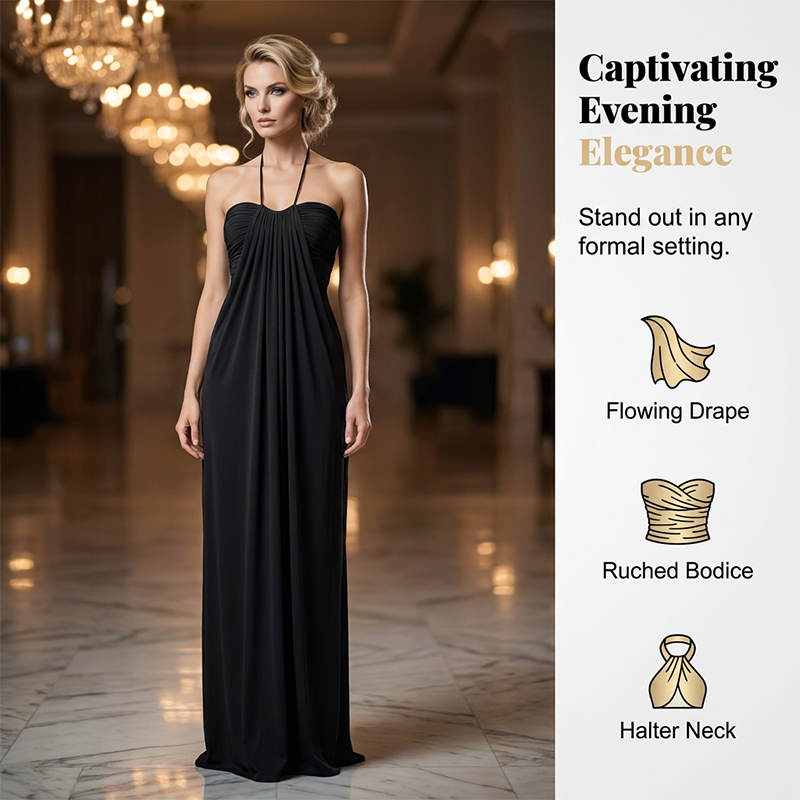 Neckholder Gerafftes Maxi-Kleid & Cardigan-Set