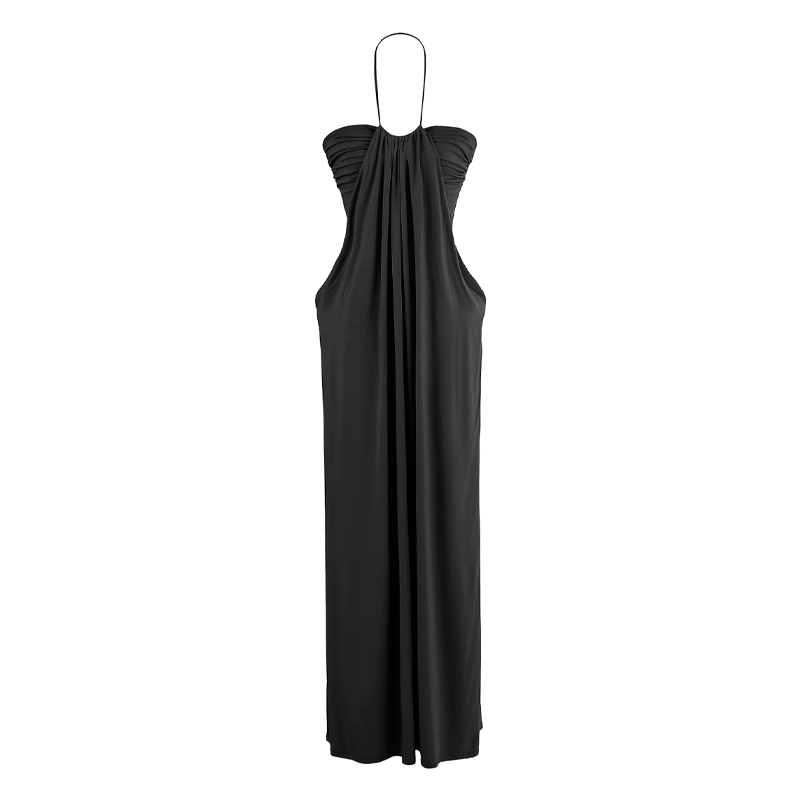 Neckholder Gerafftes Maxi-Kleid & Cardigan-Set