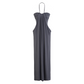 Neckholder Gerafftes Maxi-Kleid & Cardigan-Set