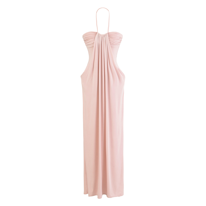 Neckholder Gerafftes Maxi-Kleid & Cardigan-Set
