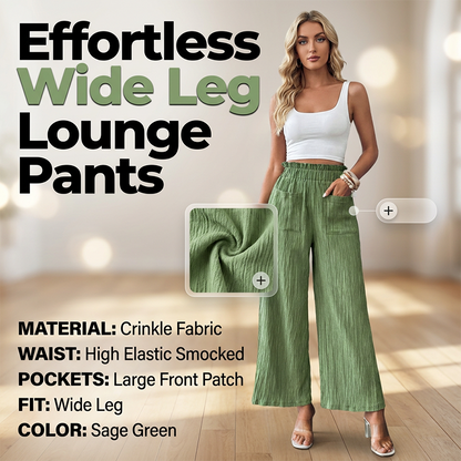 🔥 Letzter Tag! 50% Rabatt Damen Weite Crinkle Hose 🌿 Salbeigrün, luftig für Sommer & Alltag