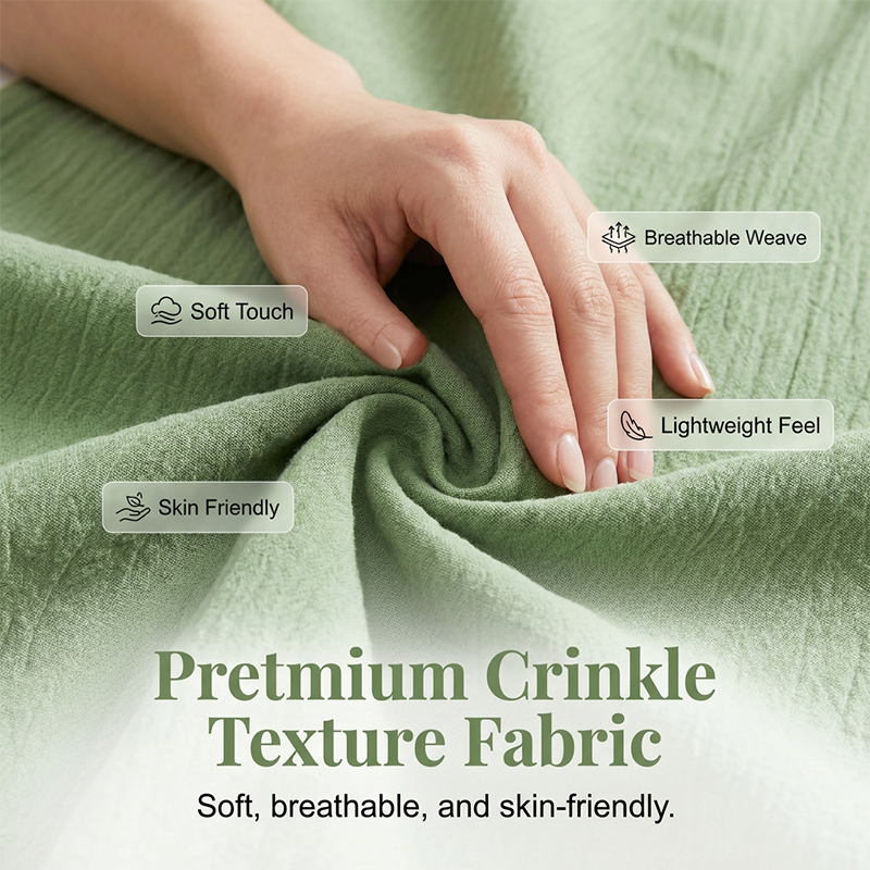 🔥 Letzter Tag! 50% Rabatt Damen Weite Crinkle Hose 🌿 Salbeigrün, luftig für Sommer & Alltag