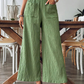 🔥 Letzter Tag! 50% Rabatt Damen Weite Crinkle Hose 🌿 Salbeigrün, luftig für Sommer & Alltag