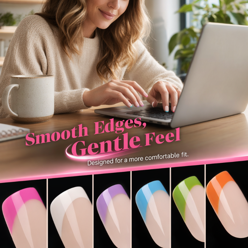💅 50 % RABATT FÜR BEGRENZTE ZEIT! ✨ Color Pop Aufkleb-Kunstnägel Set mit 288 Stück – 12 Größen, einfache Anwendung, salonfertiger French-Look ohne Nagellack