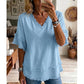 💕 50 % Rabatt – Damen V-Ausschnitt Kurzarm-Top | Locker, atmungsaktiv & vielseitig kombinierbar | Boho-Stil für Sommer & Alltag ☀️