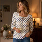 🌸 50 % Rabatt – Damen Vintage Polka-Dot-Bluse | Eckiger Ausschnitt mit Schleife | Retro-Stil für Büro, Brunch & Freizeit ✨