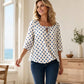 🌸 50 % Rabatt – Damen Vintage Polka-Dot-Bluse | Eckiger Ausschnitt mit Schleife | Retro-Stil für Büro, Brunch & Freizeit ✨