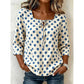 🌸 50 % Rabatt – Damen Vintage Polka-Dot-Bluse | Eckiger Ausschnitt mit Schleife | Retro-Stil für Büro, Brunch & Freizeit ✨