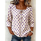 🌸 50 % Rabatt – Damen Vintage Polka-Dot-Bluse | Eckiger Ausschnitt mit Schleife | Retro-Stil für Büro, Brunch & Freizeit ✨