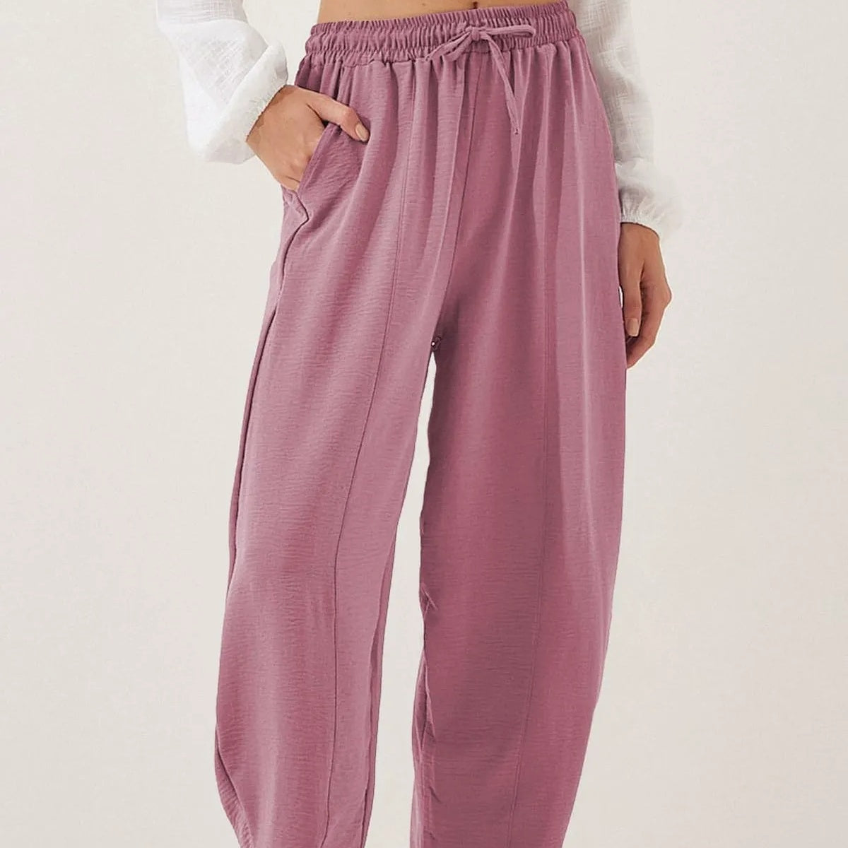 Damen Casual Weite Bein Hose mit Kordelzug