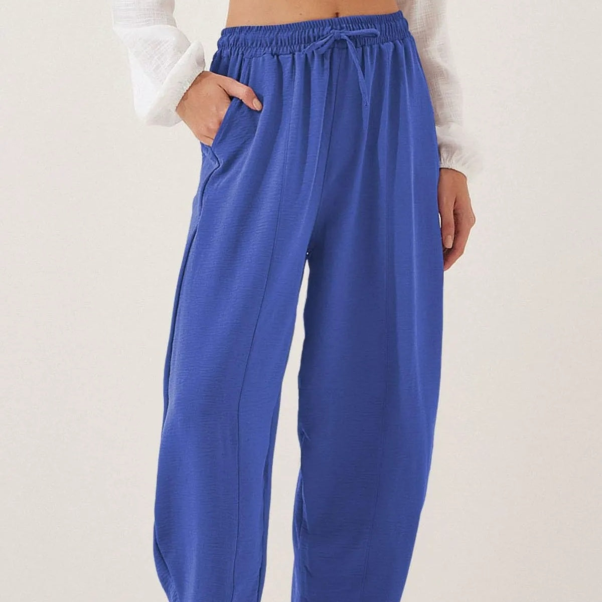 Damen Casual Weite Bein Hose mit Kordelzug