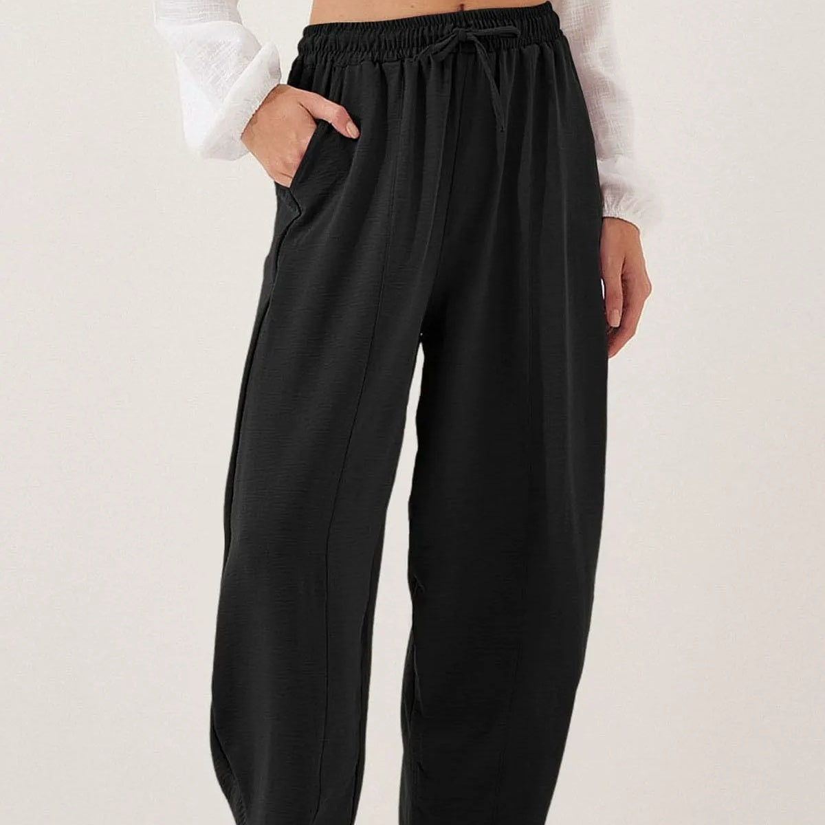 Damen Casual Weite Bein Hose mit Kordelzug